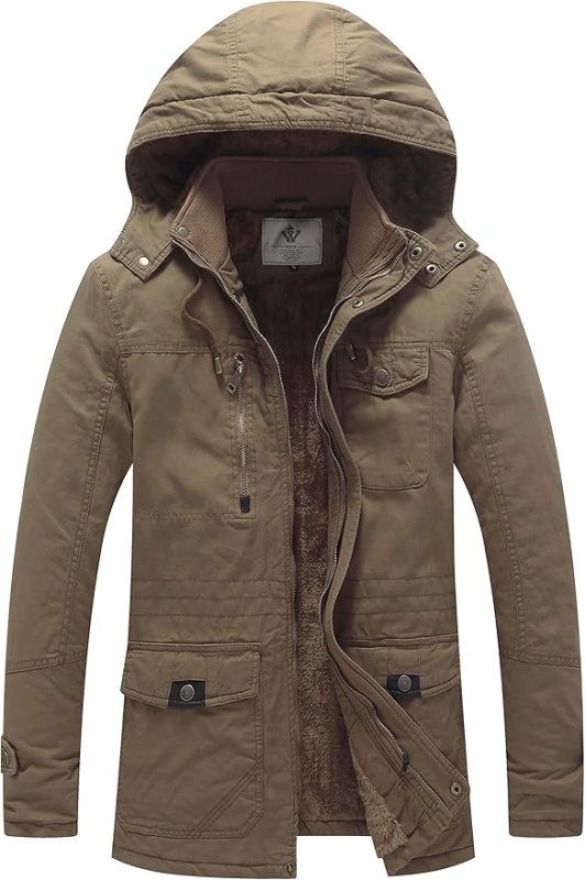 Men's Thickened Fleece Parka Jacket With Removable Hood - Size S, Insulated - MNEX PRO FIGHTING LIMITED