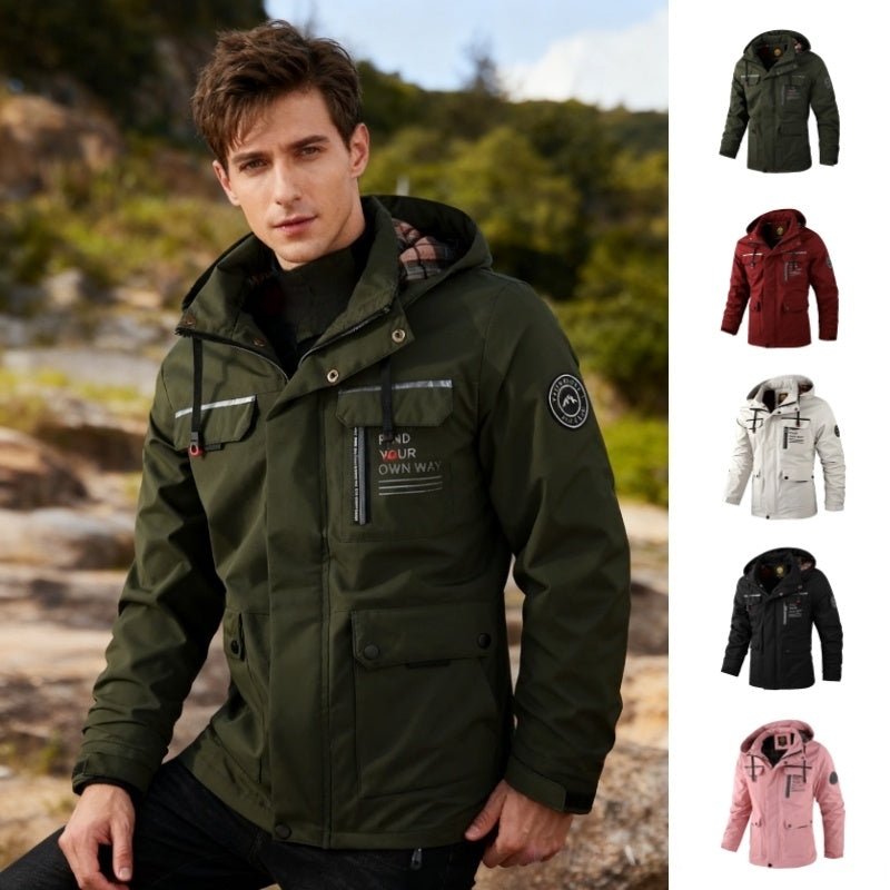 Men's Waterproof Windbreaker Jacket - Hooded Winter Coat with Fleece Lining - MNEX PRO FIGHTING LIMITED