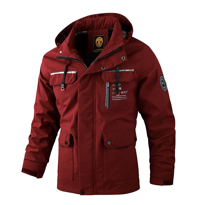 Men's Waterproof Windbreaker Jacket - Hooded Winter Coat with Fleece Lining - MNEX PRO FIGHTING LIMITED