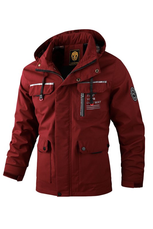 Men's Waterproof Windbreaker Jacket - Hooded Winter Coat with Fleece Lining - MNEX PRO FIGHTING LIMITED