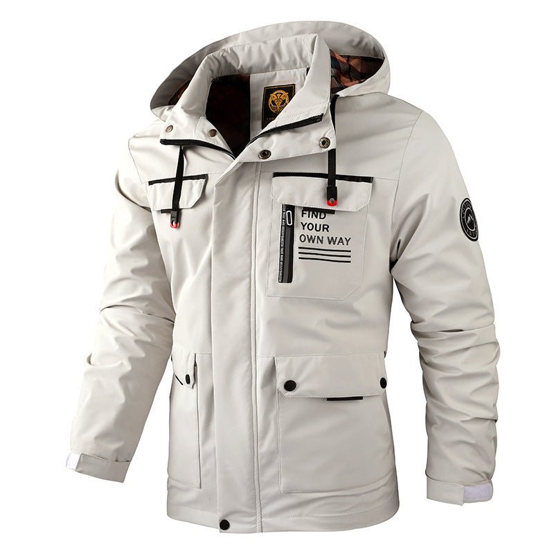 Men's Waterproof Windbreaker Jacket - Hooded Winter Coat with Fleece Lining - MNEX PRO FIGHTING LIMITED
