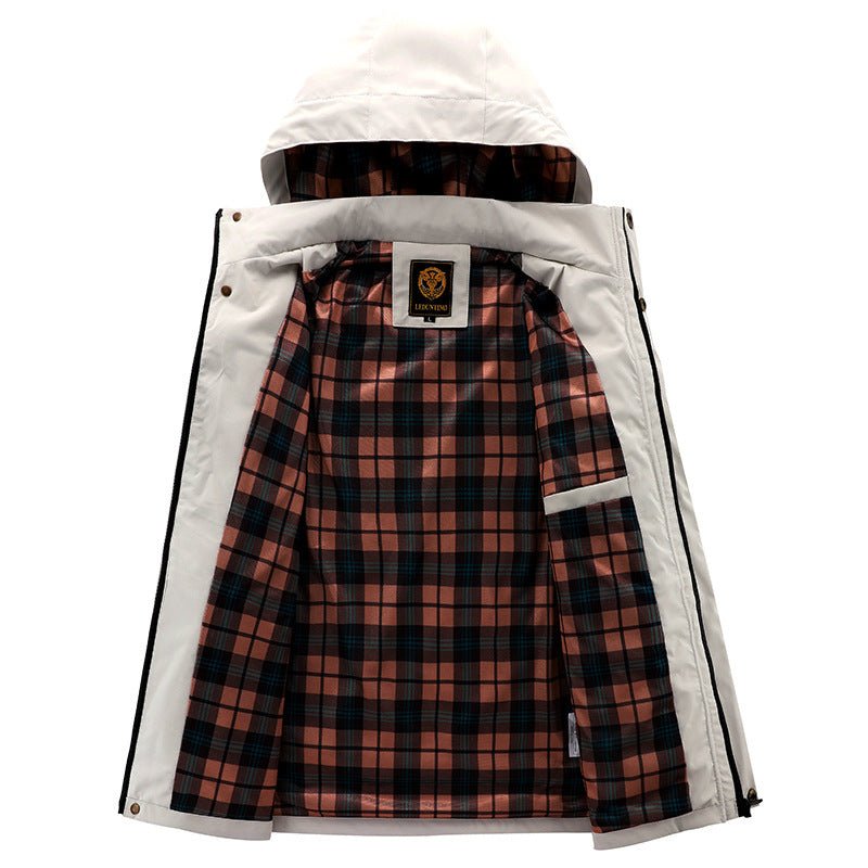 Men's Waterproof Windbreaker Jacket - Hooded Winter Coat with Fleece Lining - MNEX PRO FIGHTING LIMITED