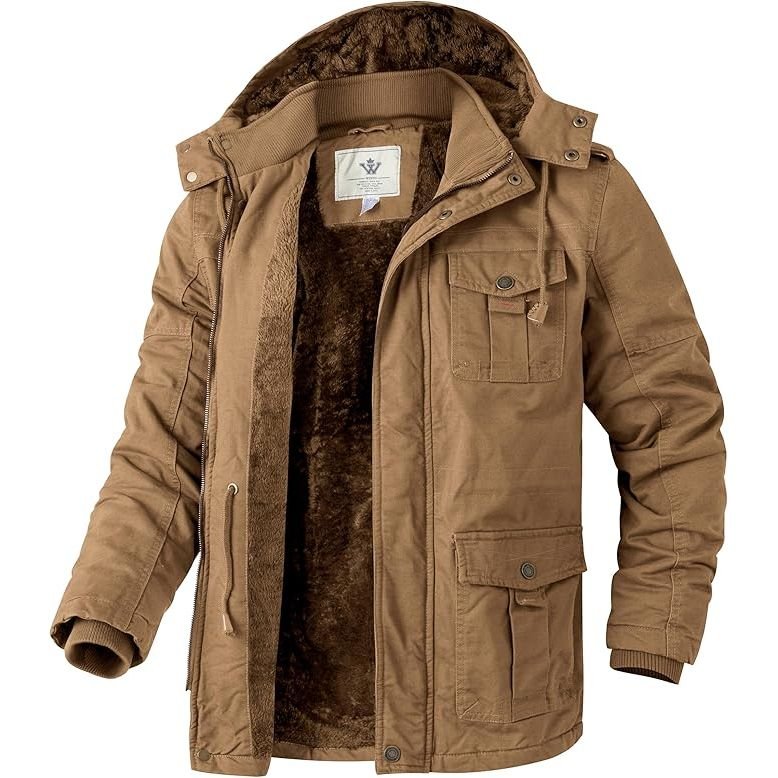 Mens Winter Parka Jacket Thick Fleece Lining Hooded Coat WenVen, Size XL - MNEX PRO FIGHTING LIMITED