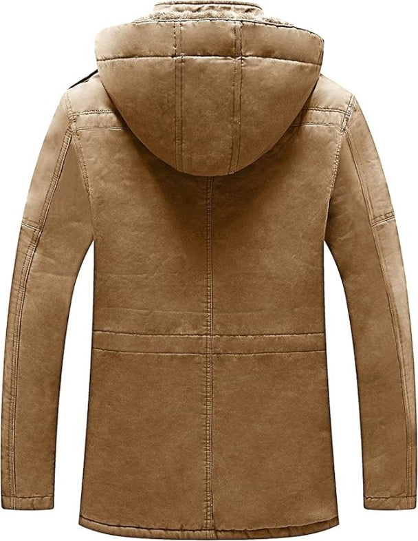 Mens Winter Parka Jacket Thick Fleece Lining Hooded Coat WenVen, Size XL - MNEX PRO FIGHTING LIMITED
