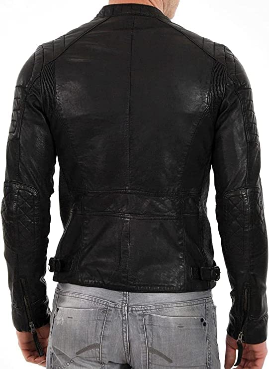 MNEX Men's Lambskin Leather Classic Open Bottom Jacket, Black (S to 5X) - MNEX PRO FIGHTING LIMITED