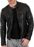 MNEX Men's Lambskin Leather Classic Open Bottom Jacket, Black (S to 5X) - MNEX PRO FIGHTING LIMITED