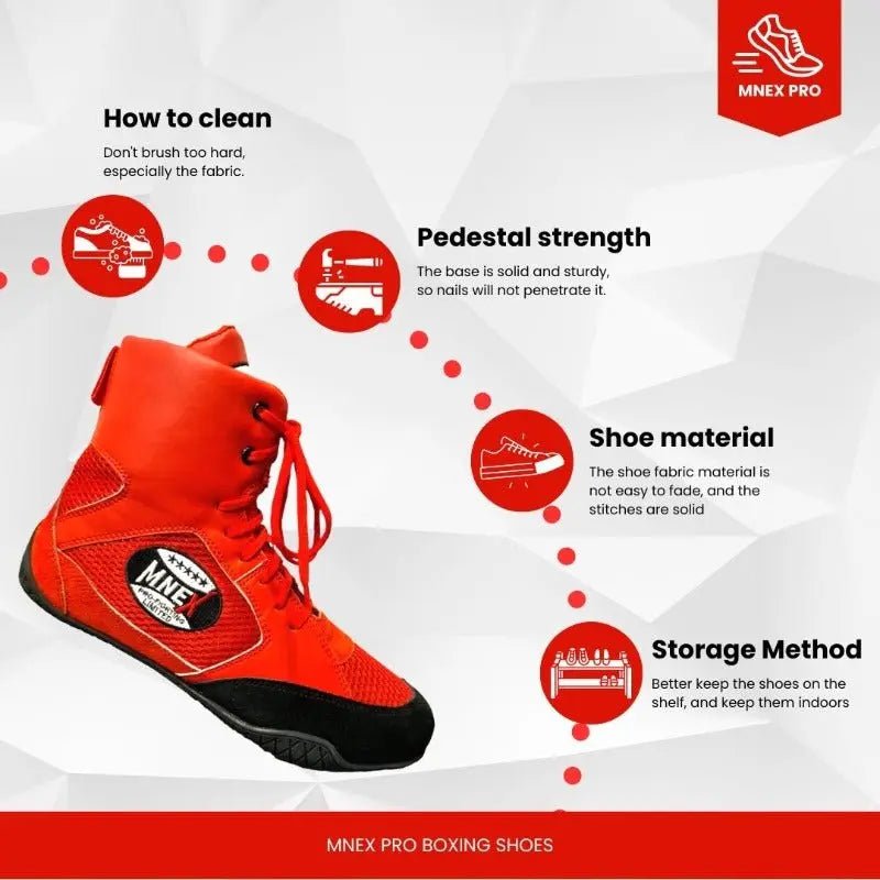 MNEX Pro Fighting Limited Red Boxing, MMA & Wrestling Shoes - MNEX PRO FIGHTING LIMITED