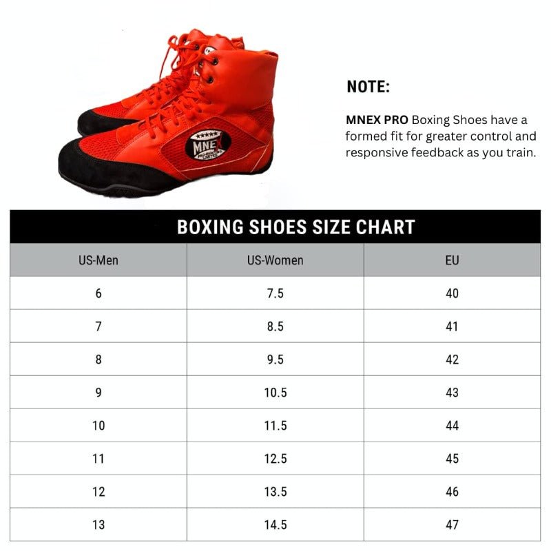 Professional Men's Boxing Boots - Red, Black, Blue - UK 7 to 12 - MNEX PRO FIGHTING LIMITED