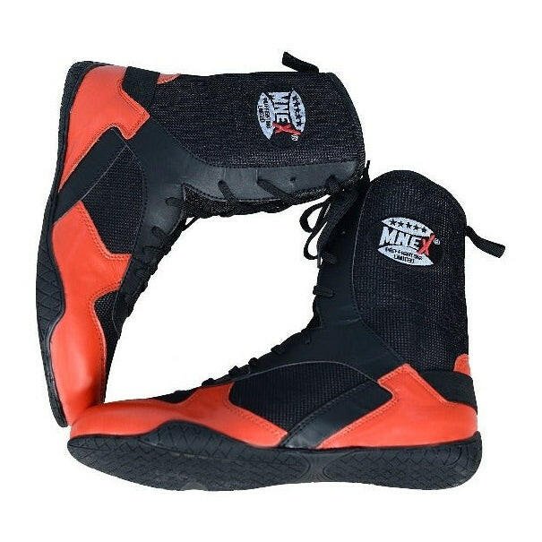 Professional Men's Boxing Boots - Red/Black Cowhide Leather - Rubber Sole - UK Sizes 7 - 12 - Perfect for Boxing, Kickboxing, and Martial Arts Training - MNEX PRO FIGHTING LIMITED
