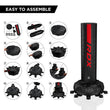 RDX F6 6ft Kara Red & Black Free-Standing Punch Bag With Mitts Set#color_red