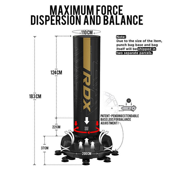 RDX F6 6ft Kara Golden & Black Free Standing Punch Bag With Mitts Set - MNEX PRO FIGHTING LIMITED