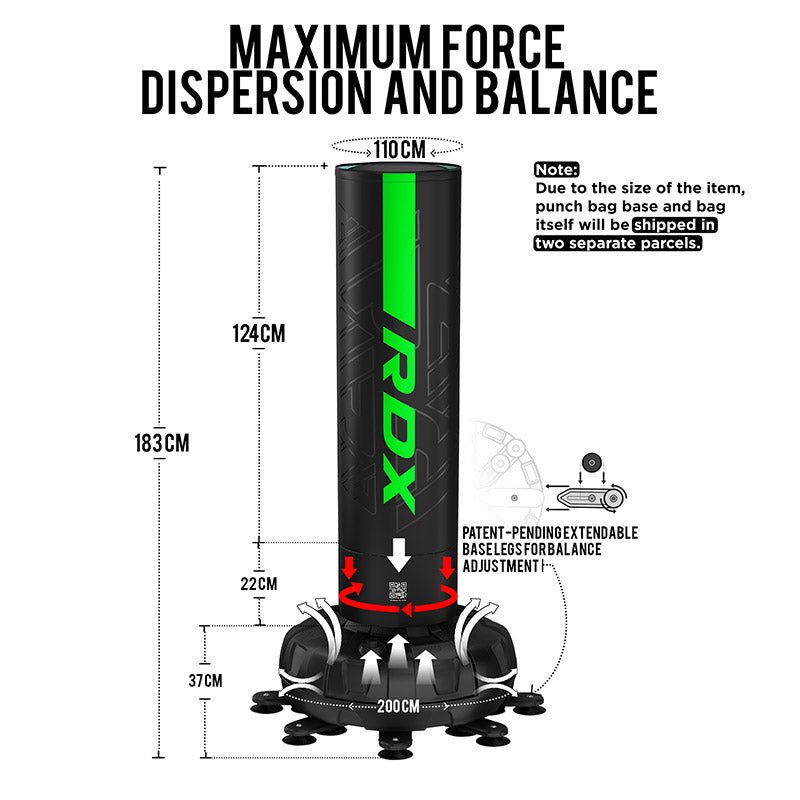 RDX F6 6ft Kara Green & Black Free-Standing Punch Bag With Mitts Set - MNEX PRO FIGHTING LIMITED