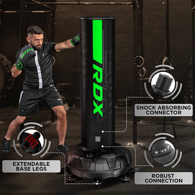 RDX F6 6ft Kara Green & Black Free-Standing Punch Bag With Mitts Set - MNEX PRO FIGHTING LIMITED