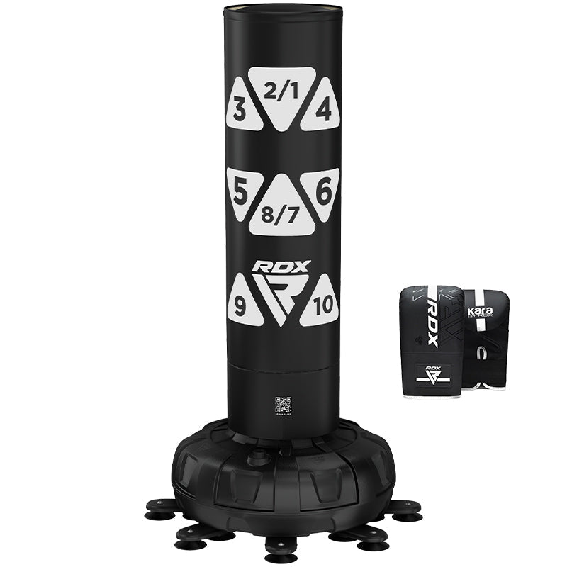 RDX KT Ronin 6ft 2-in-1 Blue Free Standing Target Punch Bags With Mitts Set#color_white