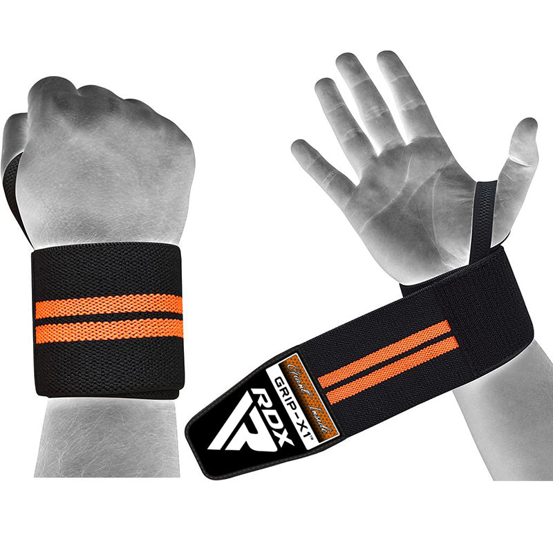 RDX W3 IPL USPA Approved Powerlifting Wrist Support Wraps with Thumb Loops OEKO-TEXÂ®Â Standard 100 certified#color_blackorange