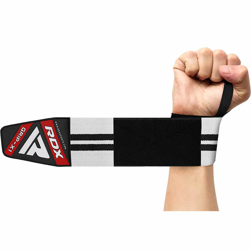 RDX W3 IPL USPA Approved Powerlifting Wrist Support Wraps with Thumb Loops OEKO-TEXÂ®Â Standard 100 certified#color_whiteblack