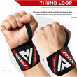 RDX W3 IPL USPA Approved Powerlifting Wrist Support Wraps with Thumb Loops OEKO-TEXÂ®Â Standard 100 certified#color_whiteblack