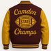Custom Maroon & Gold Varsity Letterman Jacket | Personalized Wool & Leather Bomber | High School Football Championship Edition - MNEX PRO FIGHTING LIMITED