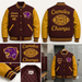 Custom Maroon & Gold Varsity Letterman Jacket | Personalized Wool & Leather Bomber | High School Football Championship Edition - MNEX PRO FIGHTING LIMITED