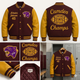 Custom Maroon & Gold Varsity Letterman Jacket | Personalized Wool & Leather Bomber | High School Football Championship Edition - MNEX PRO FIGHTING LIMITED