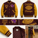 Custom Maroon & Gold Varsity Letterman Jacket | Personalized Wool & Leather Bomber | High School Football Championship Edition - MNEX PRO FIGHTING LIMITED
