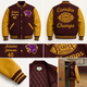 Custom Maroon & Gold Varsity Letterman Jacket | Personalized Wool & Leather Bomber | High School Football Championship Edition - MNEX PRO FIGHTING LIMITED