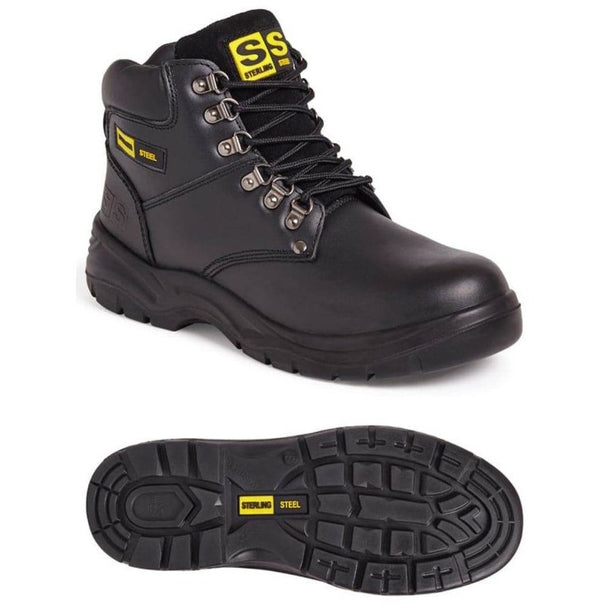 Sterling Black and Brown Full Grain Leather Hiking and Safety Work Boot Trainer with Steel Toe Cap - MNEX PRO FIGHTING LIMITED
