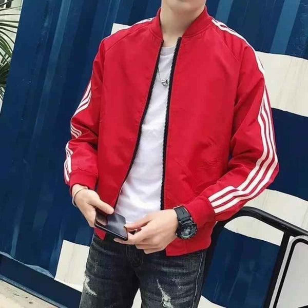 Men's Lightweight Striped Sports Jacket – Hooded Summer Windbreaker