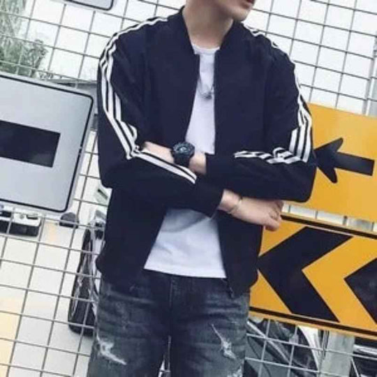 Men's Lightweight Striped Sports Jacket – Hooded Summer Windbreaker