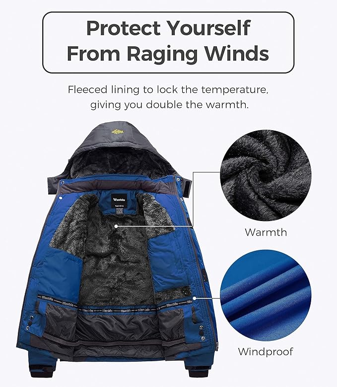 Wantdo Men's Ski Jacket Winter Coat — Waterproof 10000mm, Windproof, Insulated Snowboarding and Outdoor Coat - MNEX PRO FIGHTING LIMITED