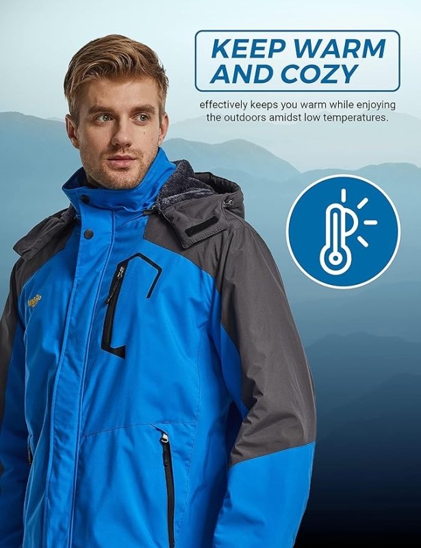 Wantdo Men's Ski Jacket Winter Coat — Waterproof 10000mm, Windproof, Insulated Snowboarding and Outdoor Coat - MNEX PRO FIGHTING LIMITED