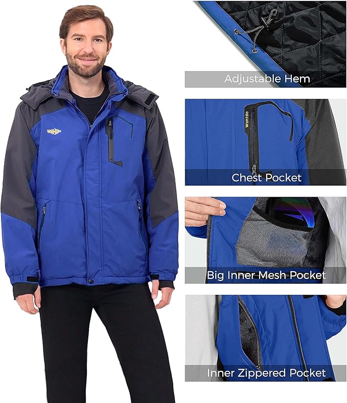 Wantdo Men's Ski Jacket Winter Coat — Waterproof 10000mm, Windproof, Insulated Snowboarding and Outdoor Coat - MNEX PRO FIGHTING LIMITED