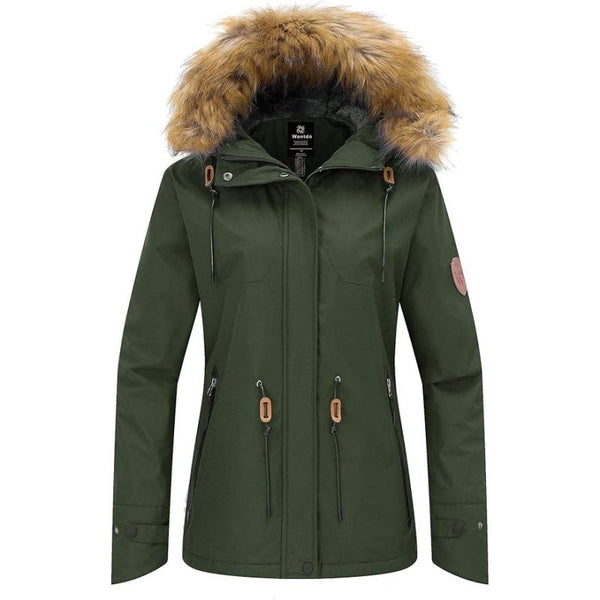 Wantdo Womens Ski Jacket Waterproof Snowboarding Winter Coat - Army Green XL - MNEX PRO FIGHTING LIMITED
