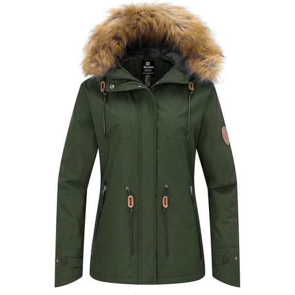 Wantdo Womens Ski Jacket Waterproof Snowboarding Winter Coat - Army Green XL - MNEX PRO FIGHTING LIMITED