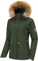 Wantdo Womens Ski Jacket Waterproof Snowboarding Winter Coat - Army Green XL - MNEX PRO FIGHTING LIMITED