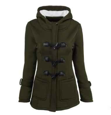 Warm Winter Fur Collar Jacket for Women — Long Down Coat Parka with Hood, Horn Buttons, Plus Sizes S–6XL - MNEX PRO FIGHTING LIMITED