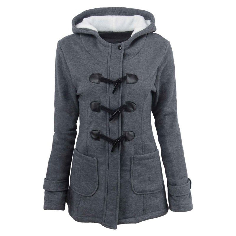 Warm Winter Fur Collar Jacket for Women — Long Down Coat Parka with Hood, Horn Buttons, Plus Sizes S–6XL - MNEX PRO FIGHTING LIMITED