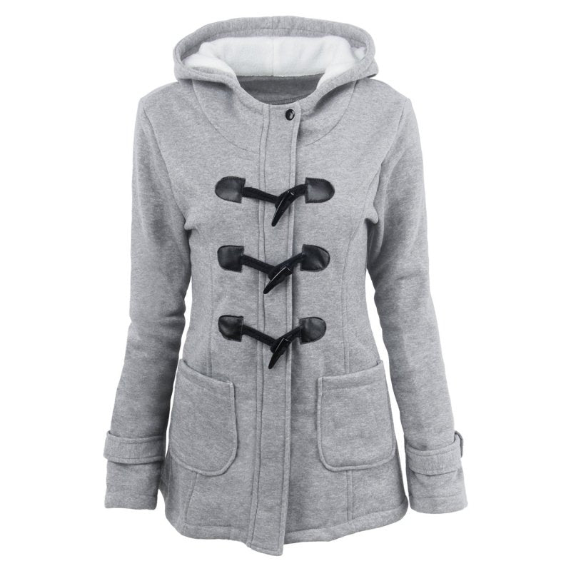 Warm Winter Fur Collar Jacket for Women — Long Down Coat Parka with Hood, Horn Buttons, Plus Sizes S–6XL - MNEX PRO FIGHTING LIMITED