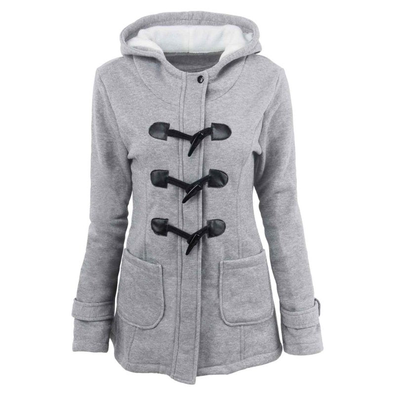 Warm Winter Fur Collar Jacket for Women — Long Down Coat Parka with Hood, Horn Buttons, Plus Sizes S–6XL - MNEX PRO FIGHTING LIMITED
