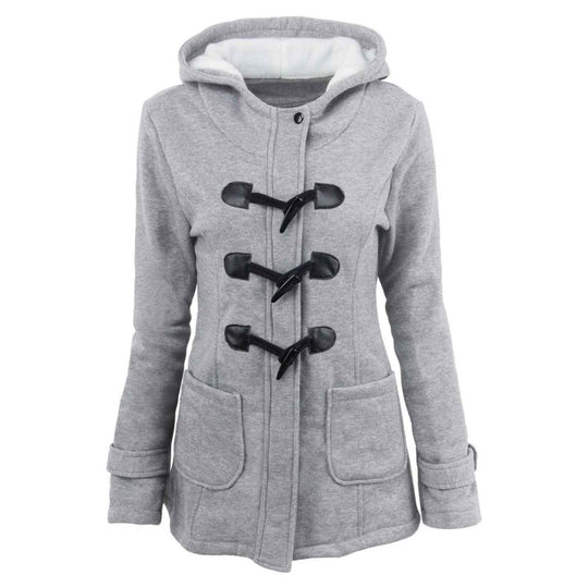 Warm Winter Fur Collar Jacket for Women — Long Down Coat Parka with Hood, Horn Buttons, Plus Sizes S–6XL - MNEX PRO FIGHTING LIMITED