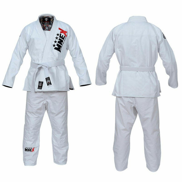 White Brazilian Jiu Jitsu Suits for Mens BJJ Gi Kids/Adult BJJ Suit Kimono Uniform 100% Cotton 450Gsm Preshrunk Lightweight Fabric Ju-Jitsu Suit.