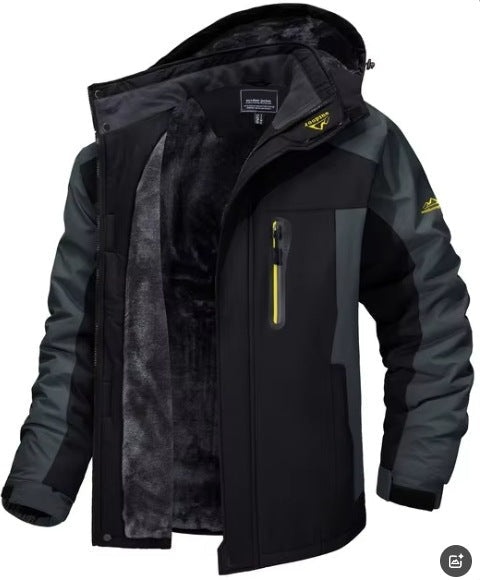 Winter Hooded Jacket Fashion Casual Warm Fleece Coat Windproof Rainproof Parka Windbreaker Men's Top - MNEX PRO FIGHTING LIMITED