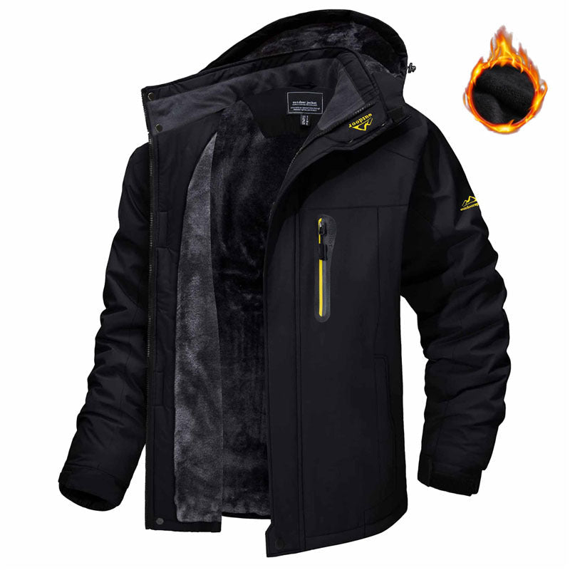 Winter Hooded Jacket Fashion Casual Warm Fleece Coat Windproof Rainproof Parka Windbreaker Men's Top - MNEX PRO FIGHTING LIMITED