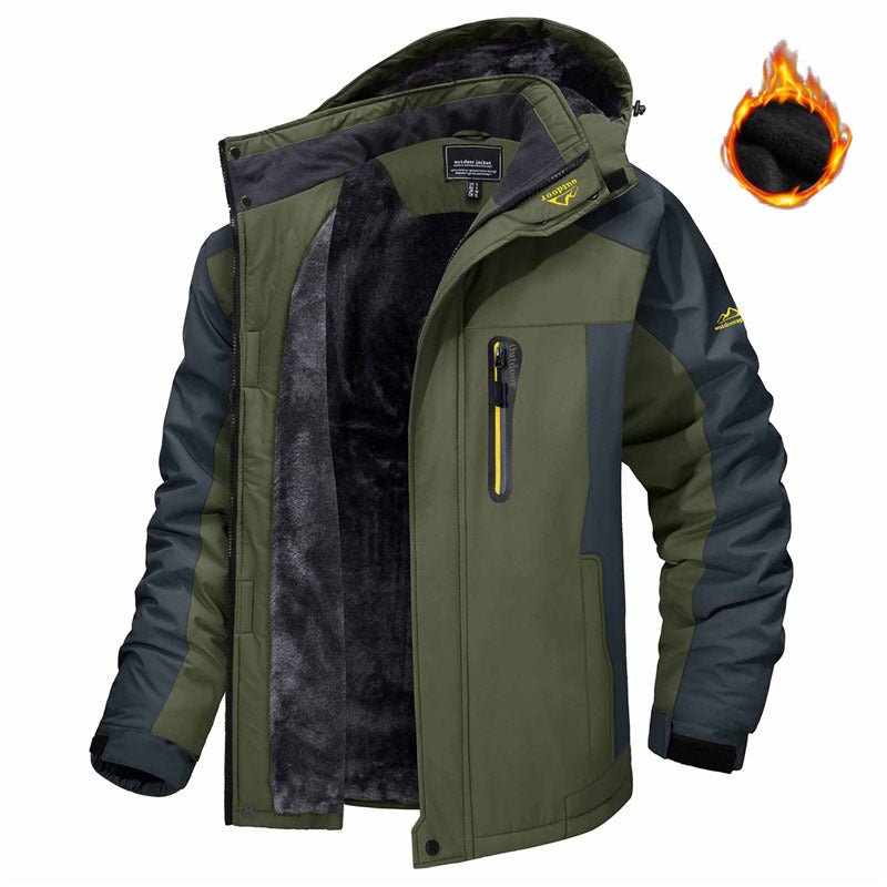 Winter Hooded Jacket Fashion Casual Warm Fleece Coat Windproof Rainproof Parka Windbreaker Men's Top - MNEX PRO FIGHTING LIMITED